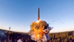 Russia test launches a ground-based intercontinental ballistic missile as part of exercises involving the country's strategic nuclear forces. (file photo)