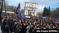 Акция протеста в Кишиневе, 14 января 2016 года.