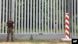 A soldier stands at the Poland-Belarus border. (file photo)