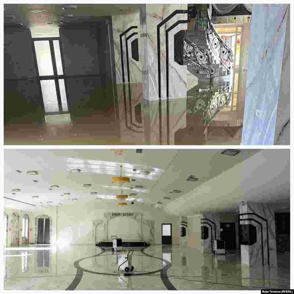 Fotografia lart tregon një nivel të lartë të ujit brenda restorantit të Berishës në fshatin e Klinës pas vërshimeve të janarit.Ai e ka pastruar ujin dhe mbeturinat nga restoranti i tij, siç shihet në fotografinë më poshtë.