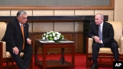 Orbán Viktor és Vlagyimir Putyin Pekingben 2023. október 17-én