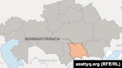 Жамбыл облысының картадағы орны (Көрнекі сурет).