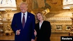 Presidenti i zgjedhur amerikan, Donald Trump me kryeministren italiane, Giorgia Meloni.