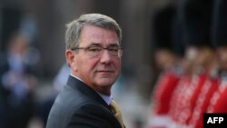 U.S. Defense Secretary Ash Carter arrives for the UN Peacekeeping Defence Ministerial meetings at Lancaster House in London on September 8.