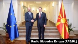 Оливер Спасовски и Шарл Мишел во Скопје