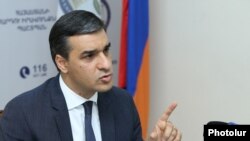 Armenia -- Ombudsman Arman Tatoyan presents an the annual report in Yerevan, 13 April, 2017.