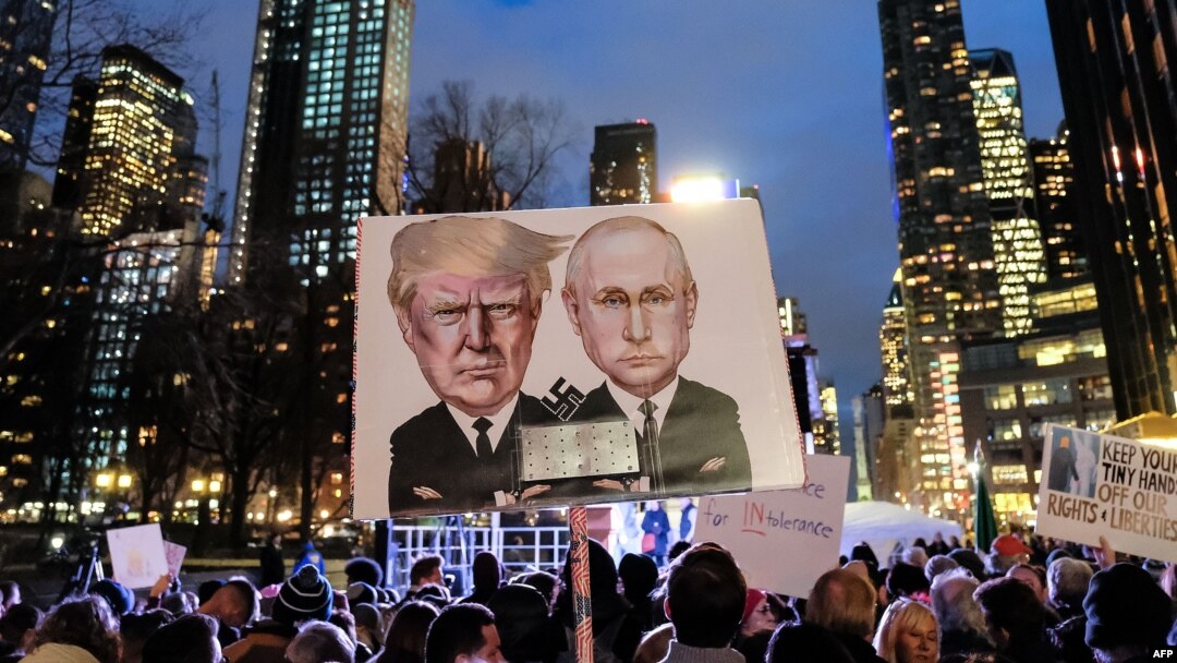 Протесты в Нью-Йорке накануне инаугурации Дональда Трампа