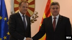 Средба на претседателот Ѓорѓе Иванов со претседателот на Европскиот совет Доналд Туск. 