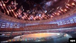 Azerbaijan -- Performers in action during the opening ceremony of the First European Games in Baku, 12 June 2015.