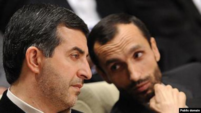 Iran--Esfandiar Rahim Mashaei (left) Iran's president chief of staff and Hamid Baqai, Ahmadinejad confidant