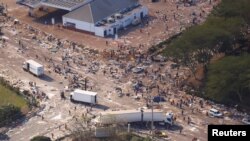 O vedere generală asupra unui depozit devastat de pe urma violențelor din Durban, Africa de Sud. Fotografie realizată la data de 14 iulie 2021.