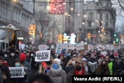 Protestna kolona frilensera u Beogradu, 16. januar