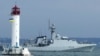 A British Royal Navy patrol ship in the Black Sea during Sea Breeze 2021 maneuvers in July 2021