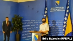 Ministra za ljudska prava i izbjeglice Bosne i Hercegovine Miloš Lučić i ministrica za ljudska i manjinska prava Srbije Gordane Čomić, Sarajevo, 29. juna 2021. godine.