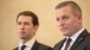Austrian Chancellor Sebastian Kurz (left) and Defense Minister Mario Kunasek deliver a press statement in Vienna on November 9.