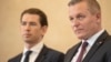 Austrian Chancellor Sebastian Kurz (left) and Defense Minister Mario Kunasek deliver a press statement in Vienna on November 9.