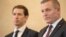 Austrian Chancellor Sebastian Kurz (left) and Defense Minister Mario Kunasek deliver a press statement in Vienna on November 9.