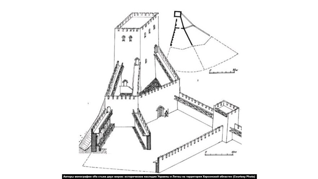 Варіант графічної реконструкції верхньої частини Тягинської фортеці
