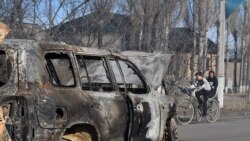 Остов сгоревшего автомобиля. Жамбылская область, 8 февраля 2020 года.