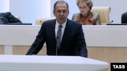 Ресей сыртқы істер министрі Федерация кеңесінің жиынында сөйлеп тұр. Мәскеу, 20 мамыр 2015 жыл.
