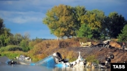 The crash site of the Yak-42 jet near the city of Yaroslavl, on the Volga River
