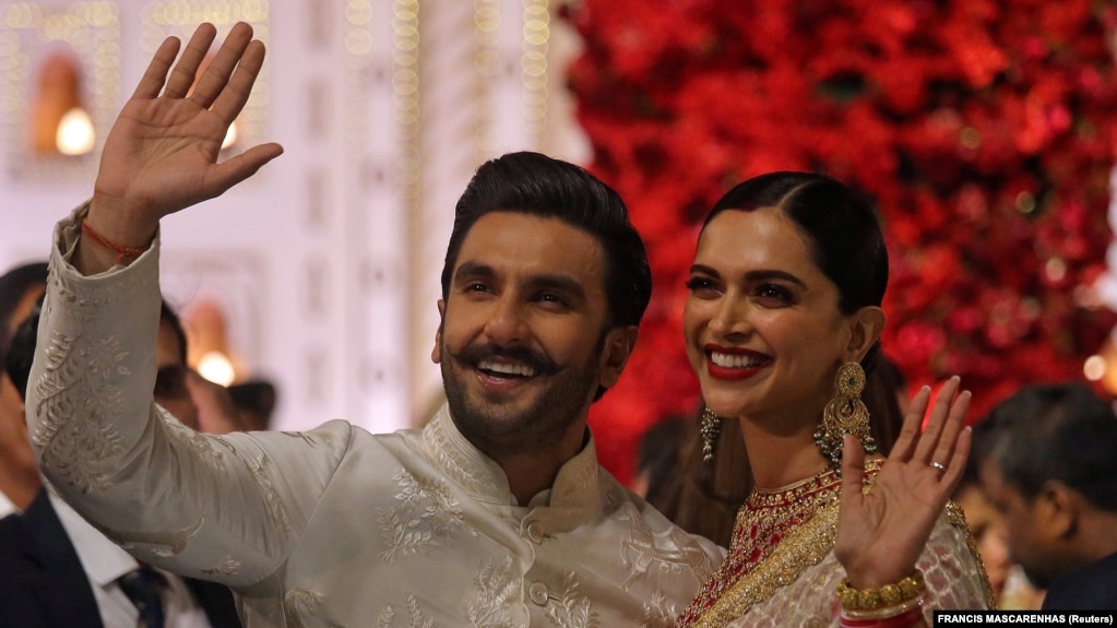 bollywood actor ranveer singh pictured with his wife actress deepika padukone received more - deepika padukone instagram followers count