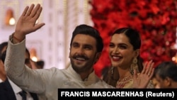 Bollywood actor Ranveer Singh, pictured with his wife, actress Deepika Padukone, received more than 3 million likes on Instagram for a picture he posted of himself hugging Indian Prime Minister Narendra Modi.