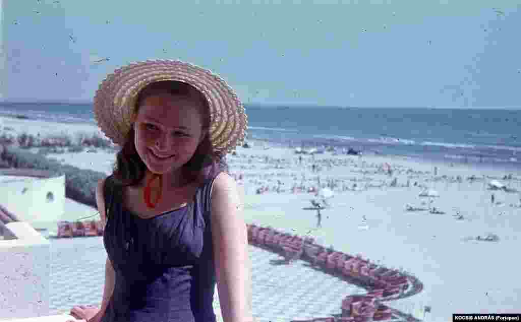 A young woman on holiday in Constanta in 1955.