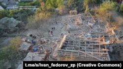 Ռուսական ավիահարվածից ոչնչացված շինություն Ուկրաինայի Զապորոժիե քաղաքում, 27-ը հուլիսի, 2026թ․ 