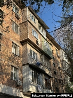 Covered balconies in Bishkek on June 24.