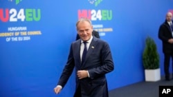 Din ianuarie, Polonia va prelua președinția rotativă a UE de la Ungaria. În imagine, premierul Donald Tusk la summitul președinției maghiare, organizat la Budapesta pe 8 noiembrie.