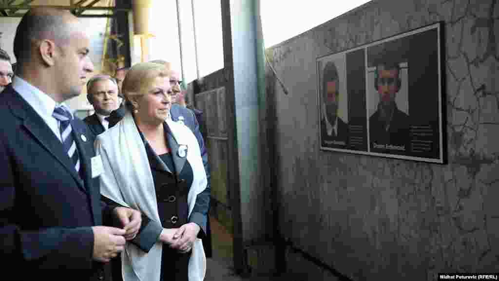 Bosnia-Herzegovina, Croatian president Kolinda Grabar Kitarovic in Srebrenica, Potocari 11July2015