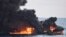 The burning Iranian oil tanker Sanchi, which sank in the East China Sea off the eastern coast of China in January.