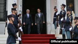 Greece - Greek Prime Minister Alexis Tsipras (R) and Armenian President Serzh Sarkisian meet in Athens, 15Mar2016.