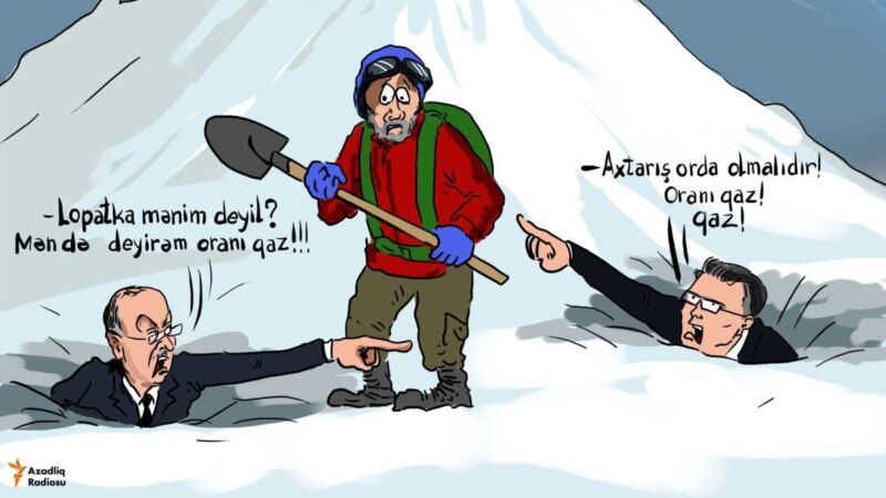 'İtkin alpinistlərin axtarışı' [karikatura]