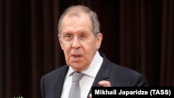 RUSSIA -- Russian Foreign Minister Sergei Lavrov delivers a speech during an annual meeting with students of the Moscow State University of International Relations (MGIMO) in Moscow on September 1, 2020