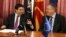 Архивска фотографија: Министерот за надворешни работи Никола Попоски и известувачот за Македонија во ЕП, Ричард Ховит.