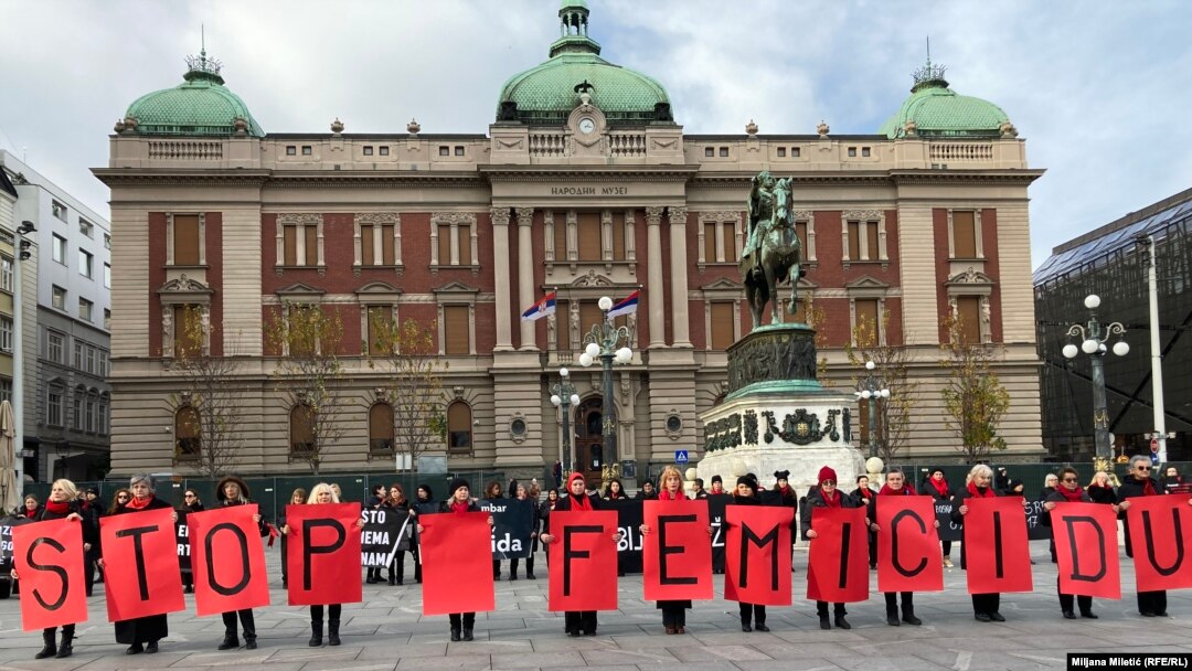 Белград, СРБИЈА - Улична акција по повод Меѓународниот ден против фемицидот. 
