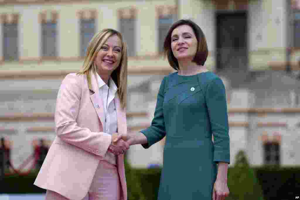 Prim-ministra Italiei Giorgia Meloni și Maia Sandu, președinta R. Moldova.&nbsp;