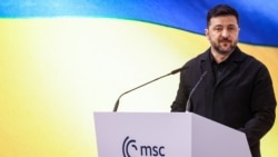 Президент України Володимир Зеленський під час виступу на Мюнхенській безпековій конференції, 14 лютого 2026 року