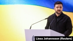 Президент України Володимир Зеленський під час виступу на Мюнхенській безпековій конференції, 14 лютого 2026 року