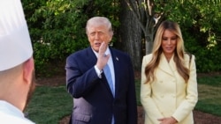 دونالد و ملانیا ترامپ در مراسم استقبال از پادشاه بریتانیا