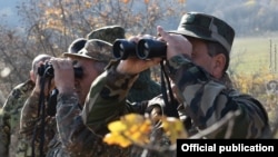 Armenian -- Armenian army officers at a new border post in Syunik province bordering Azerbaijan, December 11, 2020. 