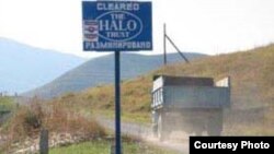 A HALO Trust road sign in an area in Nagorno-Karabakh that was cleared of land mines.