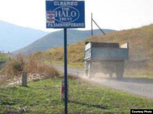 A HALO Trust road sign in an area in Nagorno-Karabakh that was cleared of land mines.