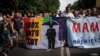 Protestatari anti-LGBT la marșul pride din Bialystok, Polonia, 20 iulie 2019