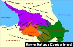 Південний Кавказ у 1919–1920 роках. Заштриховано спірні території