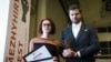 Schemes reporters Lyubomyra Remazhevska and Maksym Savchuk, winners of Ukraine's 2021 National Investigative Journalism Competition.
