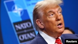 Президент США Дональд Трамп выступает на пресс-конференции в рамках саммита НАТО в Гааге, Нидерланды, 25 июня 2025 года