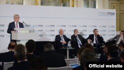 Президент Армении Серж Саргсян во время обсуждения на Мюнхенской конференции по безопасности, 17 февраля 2018 г.